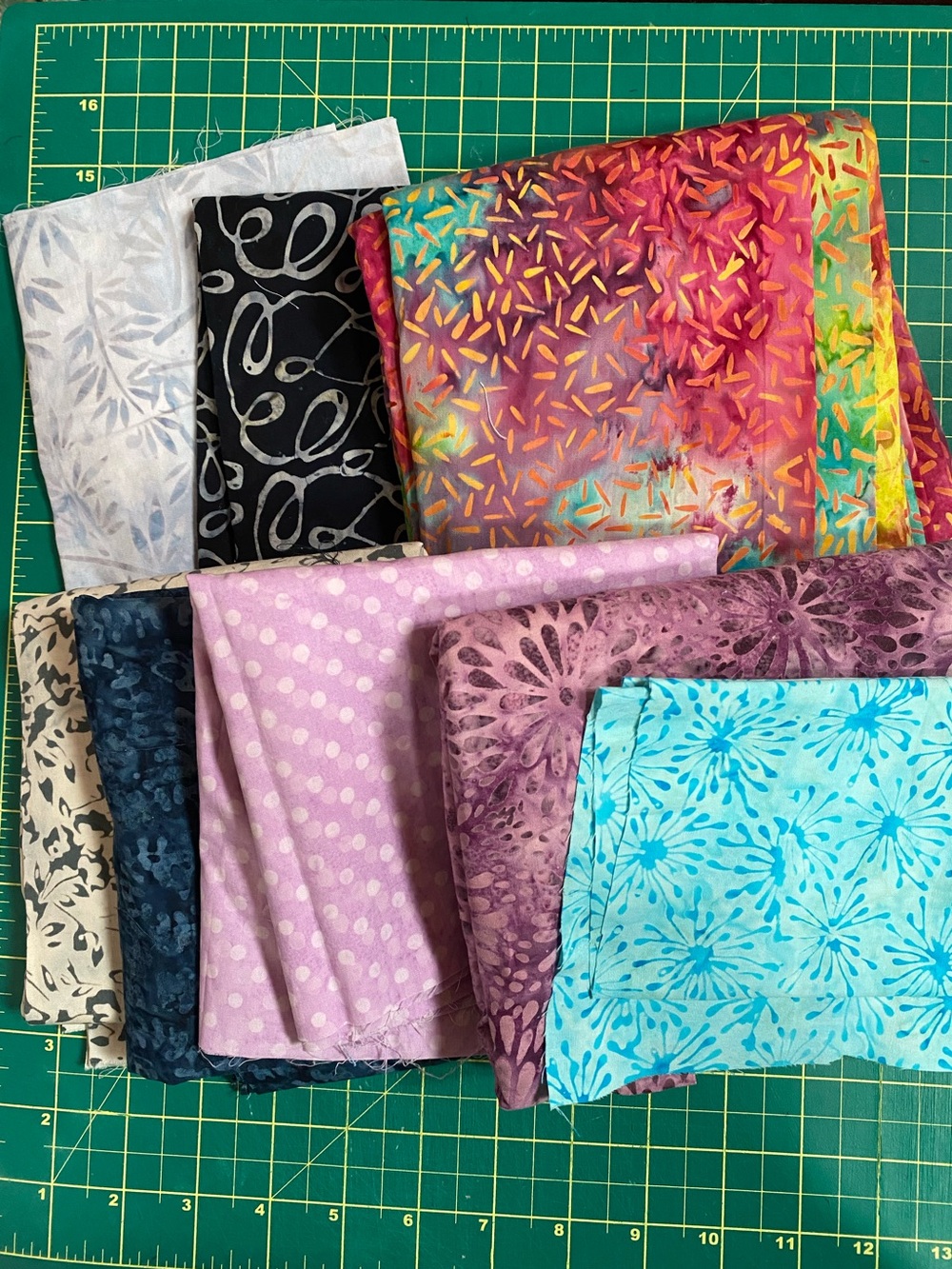 Mixed batik fabric lot